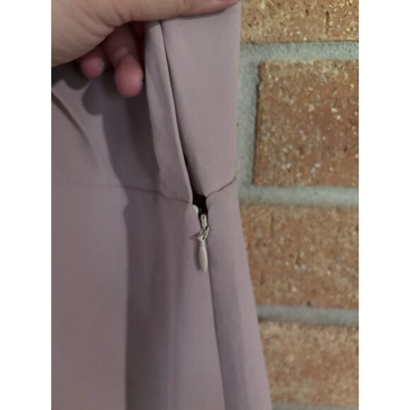 Babaton Aritzia Phoenix Matte Satin Shawl Collar V-Neck Sheath Dress S Blush - Picture 11 of 11